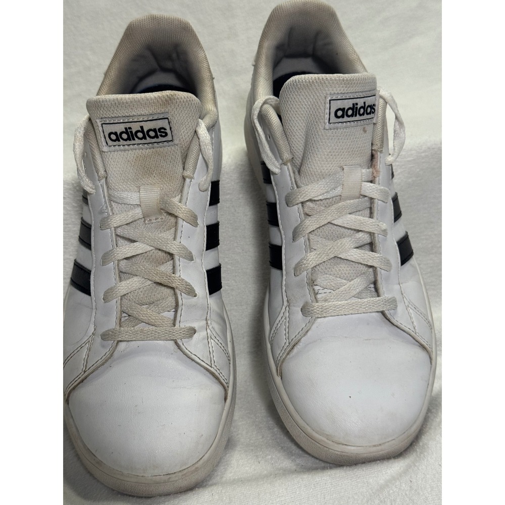 Adidas Grand Court Womens White Black Low Top Sneakers Classic Striped Shoes